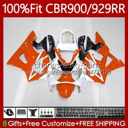 OEM Bodywork For HONDA CBR900 CBR929 RR 900CC 929CC 2000 2001 68No.148 CBR 900 929 RR CC CBR929RR Orange white 00-01 CBR900RR CBR 929RR 900RR 00 01 Injection Fairing Kit