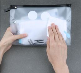 DHL100pcs Women EVA Frosting Transparent Protable Multifunctional Waterproof Travel Cosmetic Bag Zipper Storage Bags