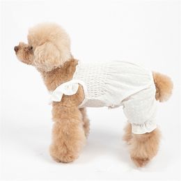 Chiffon Dog Jumpsuit Summer Dog Clothes Pants Puppy Costume Overalls Yorkshire Pomeranian Poodle Bichon Schnauzer Pet Clothing 201114