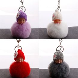 Nipple Doll Key Buckle Hairball Cars Bag Sleeping Baby Pendant Accessories Key Rings Fashion Cute Jewellery Solid Colour Hot Sale 2 5qs M2