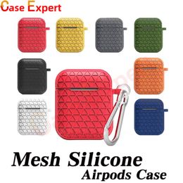 Mesh Silicone Airpods Case Airpod Pro Cover Soft Ultra Thin Protector Earphone Cases Anti-drop With Hook