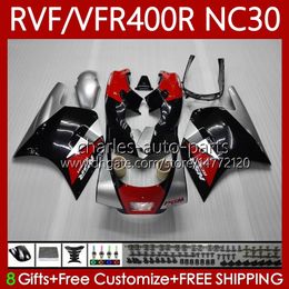 Bodys For HONDA RVF400R N30 V4 VFR400 R VFR400R 89-93 79No.2 RVF VFR 400 RVF400 R 400RR 1989 1990 1991 1992 1993 VFR400RR VFR 400R 89 90 91 92 93 Fairing Kit red silvery