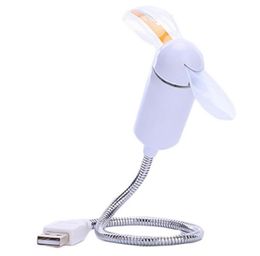 Portable Mini Bendable Flexible USB Fan Computer Notebook PC Colourful LED Light For Laptop Desktop PC Computer EOO