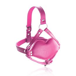 Novelty PU Leather Open Mouth Gag Harness Ball Bondage Headgear Couple Game Flirting Oral Sex Product For Woman Man