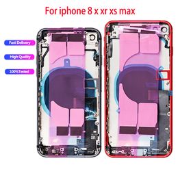 10pcs Full Housing for IPhone 8 8 Plus X XR XS MAX Back Middle Frame Chassis Battery Door Rear Cover Body with Flex Cable Parts Assembly