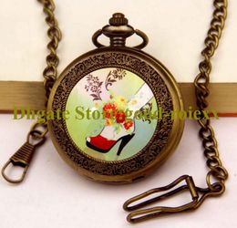 Style Wholesale Vintage Women's Pocket Watch Necklace Accessories Sweater Chain Ladies Hanging Watches Mens AA00132