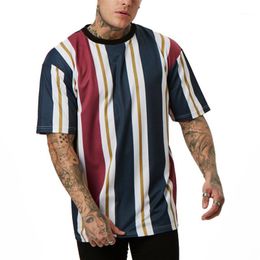 Men T Shirt Fashion Striped Loose Top Male O-neck Tops Tee Summer Short Sleeve T-shirt Cotton Tee Shirts Hip hop Tees Streetwear1