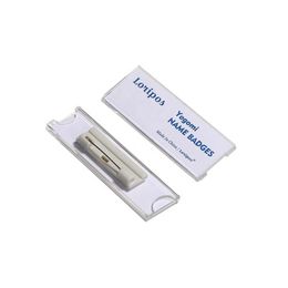 Pin-on Acrylic Name Holder For Entification Plate Id Card Tag Safety Pins Plastic Conference Name Badge Pin On Holder