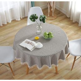 Striped Round Tablecloth Nappe Cover Party Wedding Cloth for Table Decoration Mantel Home Textile T200707