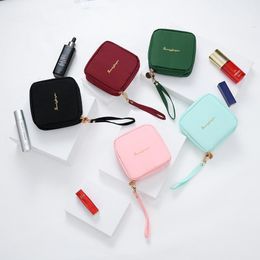 Storage Bags Korean Style Portable Travel Makeup Organiser For Women Lipstick Pouch Luxury Square Cosmetic Box Fashionable