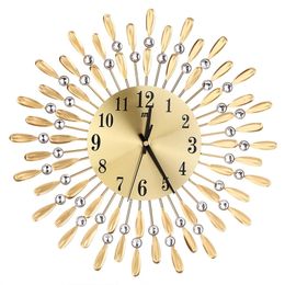 3D Large Wall Clock Crystal Sun Fashion Modern Style Silent Clocks Simple Living Room Office Home Decoration Black/Gold 201118