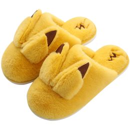 Fur Girl Indoor Winter Warm Mute Non-slip Floor Long Ear Couple Women/Man Slippers Plus Size35-43 X1020