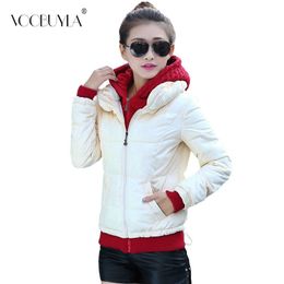 Voobuyla New Patchwork Short Parkas Women Winter Coat Thick Cotton Winter Jacket Womens Outwear Parkas Female Down Jacket 201019