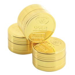 20pcs 3 Part 3 Layer 40mm X 25mm Metal Tobacco Grass Leaf Dry Herbal Grinder 3 parts Layers Smoking Grinders Golden Colour