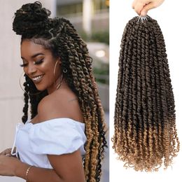 Passion Twist Hair 24 Inch Water Wave Crochet Hair Colour 1B Passion Twists Long Bohemian Twisted Crochets Synthetic Braiding Hair Extensions LS01