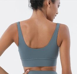 L-20 Shockproof Gather Yoga Bra Tank Camis Deep V Back Sports Women Underwears Running Fitness Padded Vest Tops Match for Leggins Shorts