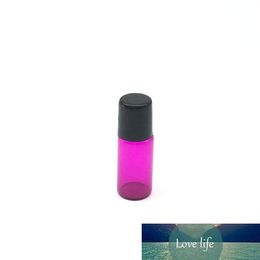 Empty 3ml Essential Oil Glass Roller Bottle Perfume Sample Test Roll-On Glass Vial Rose-red with Gold cap 5pcs