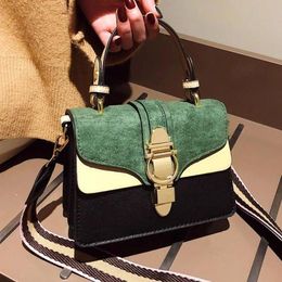 Designer- Contrast Colour Crossbody Bags Vintage Fashion Female Tote bag Matte PU Leather Women's Handbag Lock Shoulder Messenger Bag