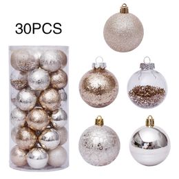 30pcs Gold Pink Champagne Red Metallic Christmas Balls Decor Christmas Tree Balls Xmas Decor for Home Noel New Year Gift 201128