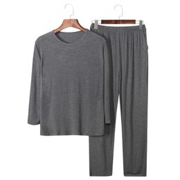 2020 Fall Clothes 95%Modal Cotton Men's Pyjamas Set Long Sleeve Plus Size Pyjama Pants Male Casual O-neck Loose Pyjama For Man LJ201113