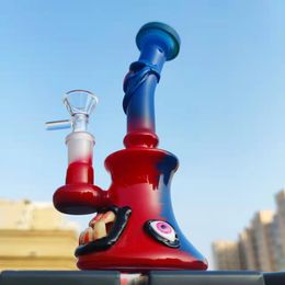 8 Inch 20CM 3D Red Blue Venom Glass Bong Water Pipes Joint Hookah Smoking Bubbler 14mm Bowl