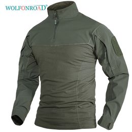 WOLFONROAD Hunting long sleeve T-shirts Police Security Tactical Shirts Mens workout Training Tee Shirt W/ Zipper Pockets Tops 201114