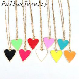 10Pcs Neon Heart Charms, Enamel Heart Pendant Necklace in Blue Color Red White Green Yellow Orange Y1130