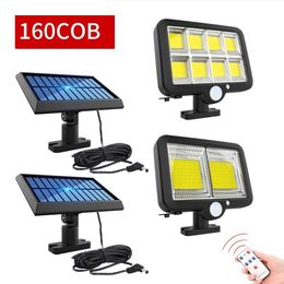 160 COB Solar Powered Light Outdoor Motion Sensor Wall Light Waterproof Garden Lamp Spotlights For Garden 3 Modes LED Lights