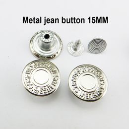 200PCS 15MM Silver Star Jean Buttons Brand Metal Jeans Button Decoration Sewing Clothes Accessories JMB-290
