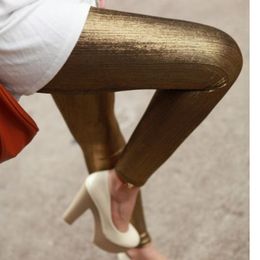 Free Shipping Hot Selling Women fashion Gold Silver legging LJ201006