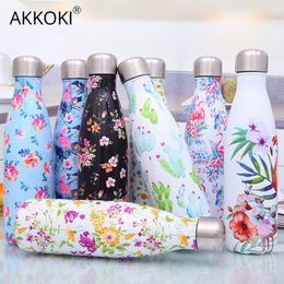 Christmas Gifts Water Bottle Vacuum Cup Stainless Steel Insulated Coffee Thermos Sport Travel Thermo Bottle 500ml Drink Bottle 201105
