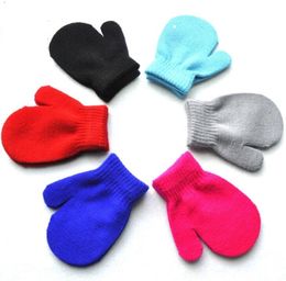 Baby Winter Warm Mittens Kids Knitted Gloves Boys Girls knit glove Mitten Student Scratch Candy Color mittens 1-4 year