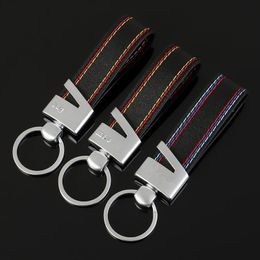 Metal Leather Car Keychain Key Chain Belt Chrome Keyring Car Interior For Tech M Sport M3 M5 X1 X3 E46