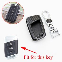 Smart Key Fob Case Bag Shell Holder Ring Keychain Cover Fit For VW Passat B8 Magotan Arteon 20172018 2019 Accessories ABS Carbon Fibre