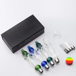 Paladin886 CSYC NC037 Glass Water Bong Gift Box 510 Ceramic Quartz Nail Dabber Dish OD 35mm About 7.99 Inches Spill-proof Dab Rig Smoking Pipe