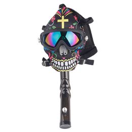 Silicone Gas Mask Bong Skull Pattern Acrylic Water Pipe Creative With Sun Glasses Dry Herb Smoking Pipes Oil Burner Multifunction Hookah