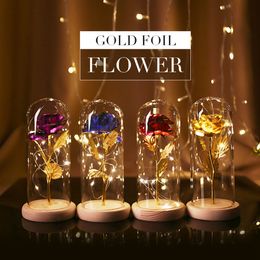 Party wedding Valentine's Day colored glass rose Christmas gift glow creative imitation artificial flower decorations wholesale