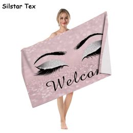 Silstar Tex Glamour Eyelashes Tower Bath Women For Hotel Traveling Yoga Shower Towel Beach Summer Seaside Beauty Blankets 210318