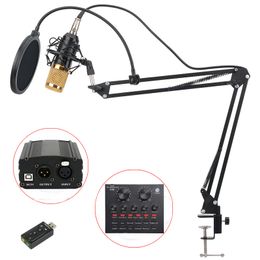 BM 800 Professional Condenser Microphone for Computer Audio Studio Vocal Rrecording Mic Phantom Power pop filter Sound card