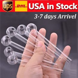 ¡En stock de Estados Unidos! 4 pulgadas de vidrio de vidrio de vidrio quemador de aceite de la mano para fumar tubos de agua hecha a mano Tubo de agua Tabaco Hierba seca Herramienta Accesorios