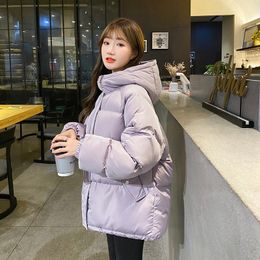 new winter hooded padded jacket women loose casual korean coat female warm thick short parkas mujer female outwear 201130