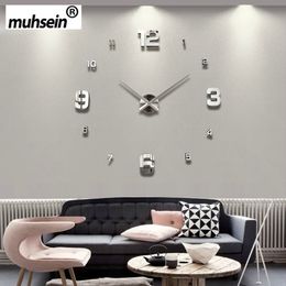 2019muhsein Full Black Wall Clock Modern Design Home Decoration Big Mirror 3D DIY Large Decorative Wall Clocks Watch Unique Gift Y200109