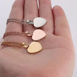 Stainless Steel Heart Pendant Necklace Blank Love Hear Necklace for Women Mother Daughter Jewelry Gold Necklaces