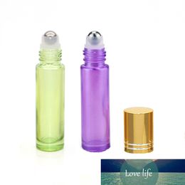 10pcs 10ml Pearl Colourful Thick Glass Roll Bottle Essential Oil Perfume Empty Bottles Refillable Portable Travel Roller Vial