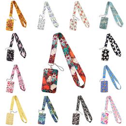 5Pcs/Set Flower Lanyard for Keys Keychain Badge Holder ID Card Pass Hang Rope Mobile Phone Charm Accessories Gifts for Original Women