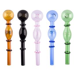 Y146 Smoking Hand Pipes About 5.5 Inches 30mm OD Bowl Oil Burners Colorful Dots Glass Pipe