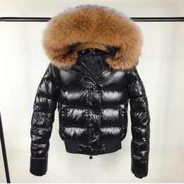 Natural Big Fur Collar Parkas Fashion Short Coat Women Winter Jackets Women Waterproof Female Coat Warm Elegant Down Jacket 201217