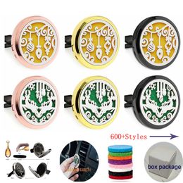 600+ DESIGNS 30mm Rose gold Black Aromatherapy Essential Oil Diffuser Locket Magnet Opening Car Air Freshener With Vent Clip(Free 10 felt pads)W4