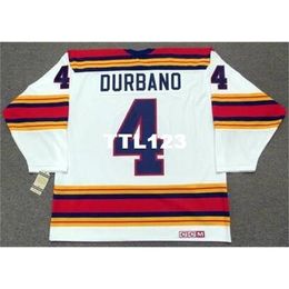 Men #4 STEVE DURBANO Kansas City Scouts 1975 CCM Vintage Home Hockey Jersey or custom any name or number retro Jersey