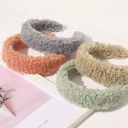 2020 Faux Fur Headband Candy Colour Hair Hoop Teddy Style Wide Hairbands Winter Warm Furry Hair Bands Girls Hair Accessories 10 Colours